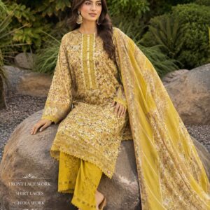Mustard Yellow Printed 3 Piece Suit